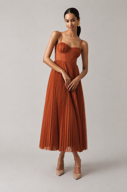 Margaux™ | Elegant Pleated Tummy-Flattering Maxi Dress