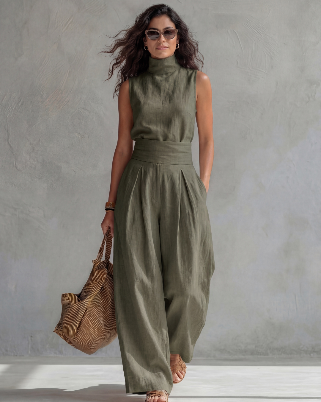 Mia | Set with a stand-up collar top