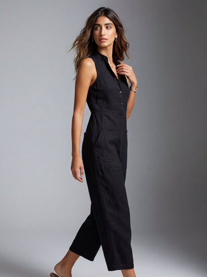Lucy | Linen Button-Up Jumpsuit