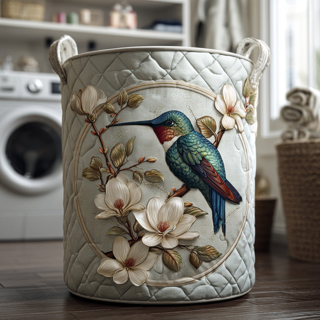 DAISY | HUMMINGBIRD QUILTED HAND MADE LAUNDRY BASKET