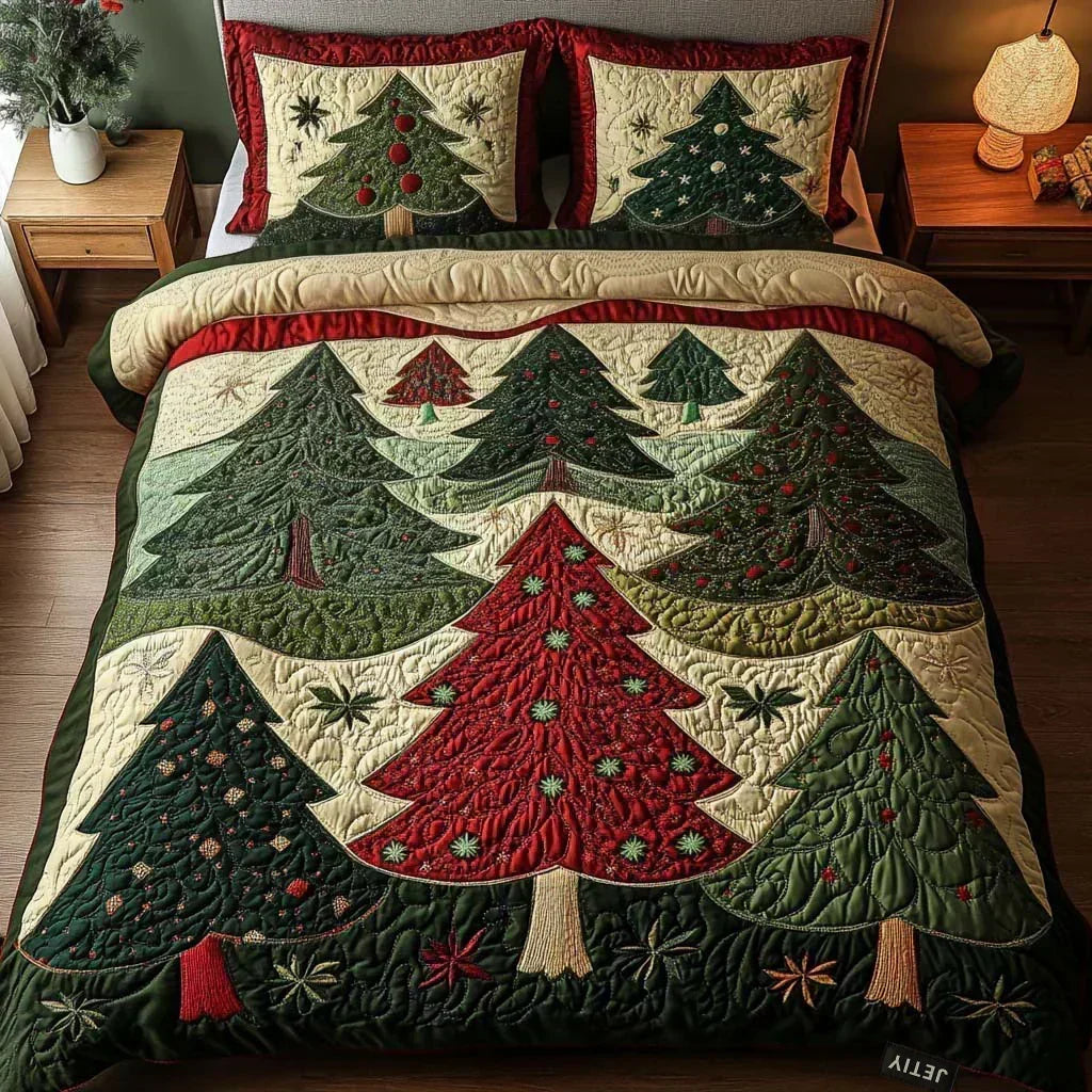 Quilted Bedset 3-Piece – Forest of Joy