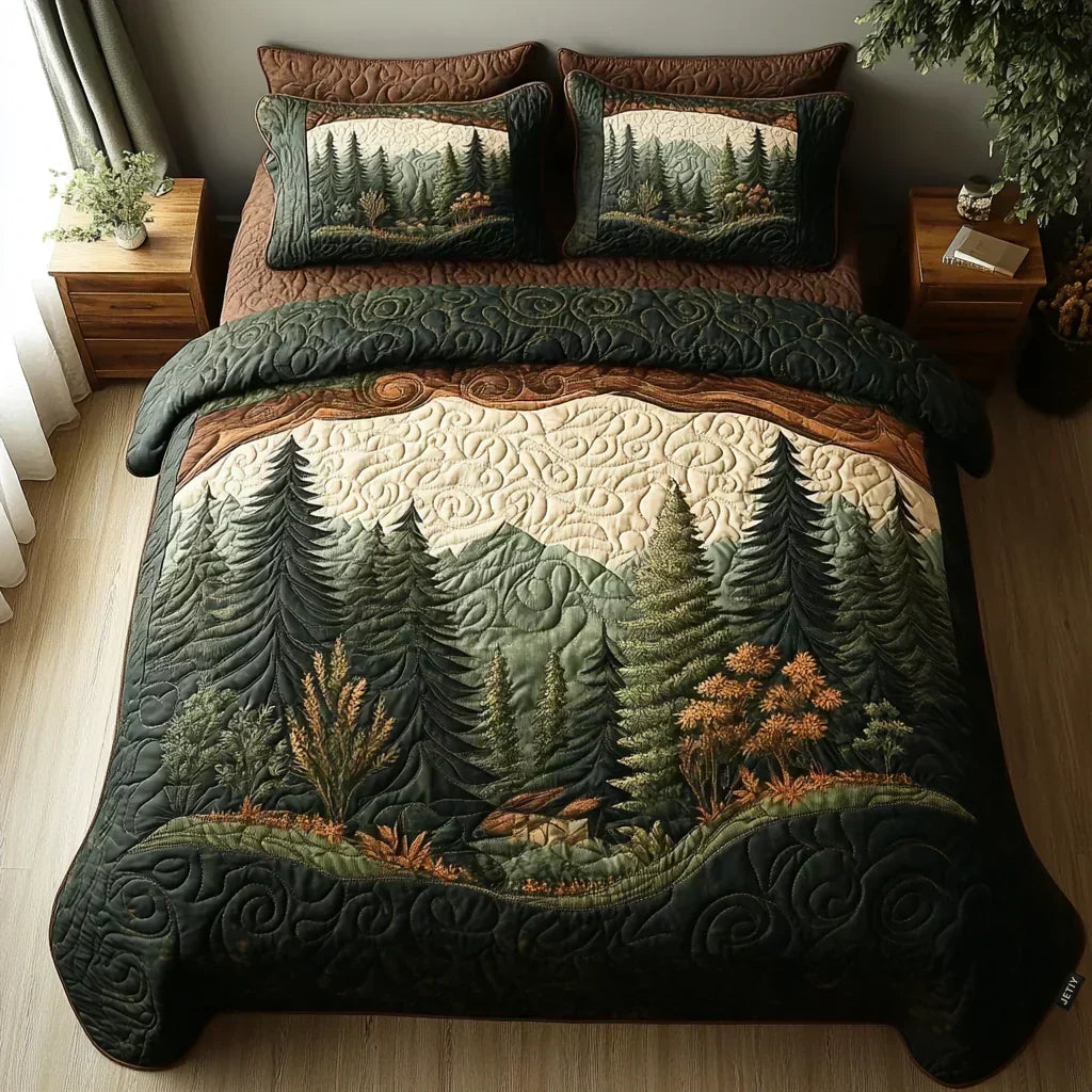 Quilted Bedset 3-piece – Walk in the Forest
