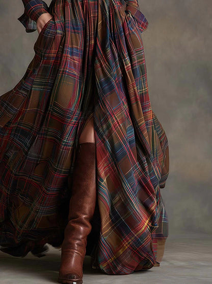 Nara™ | Chic Checked Maxi Dress