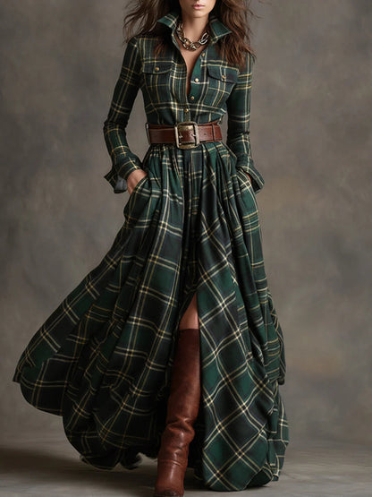 Nara™ | Chic Checked Maxi Dress