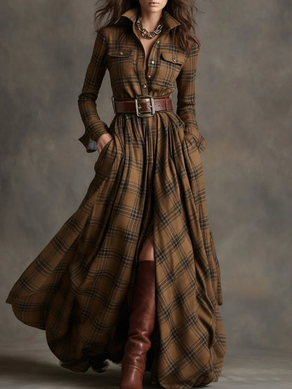 Nara™ | Chic Checked Maxi Dress