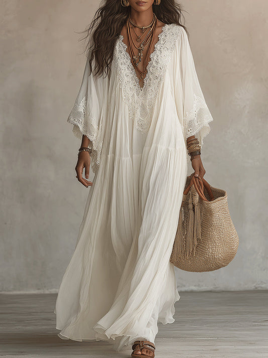 Liora™ | Tummy-Flattering Bohemian Lace Dress