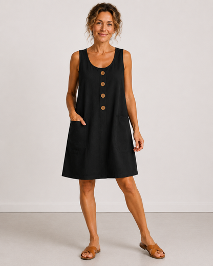 Maud™ | Buttoned Cotton Casual Tummy-Flattering Dress