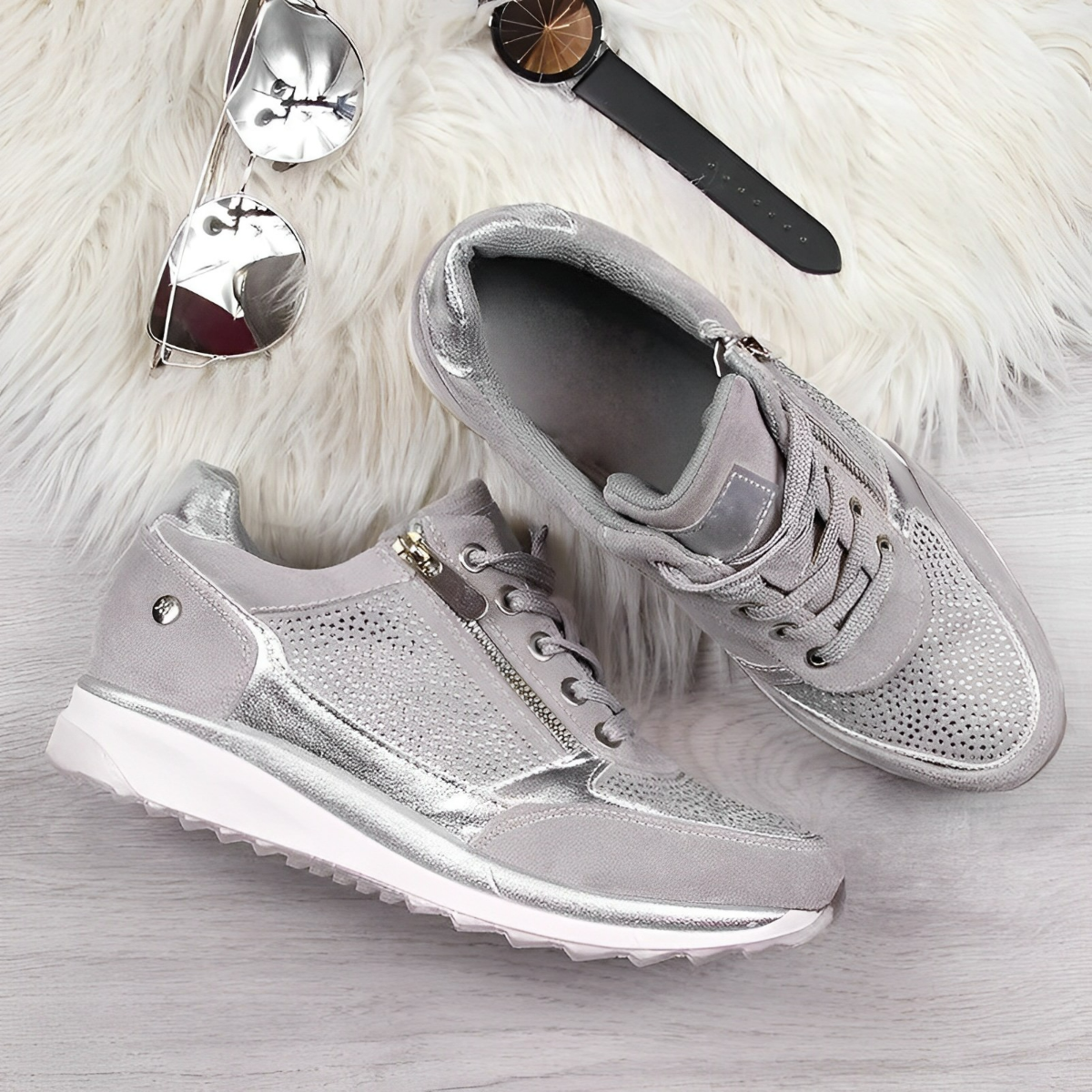 Tracey™ | Orthopaedic Wedge Sneakers with Side Zip