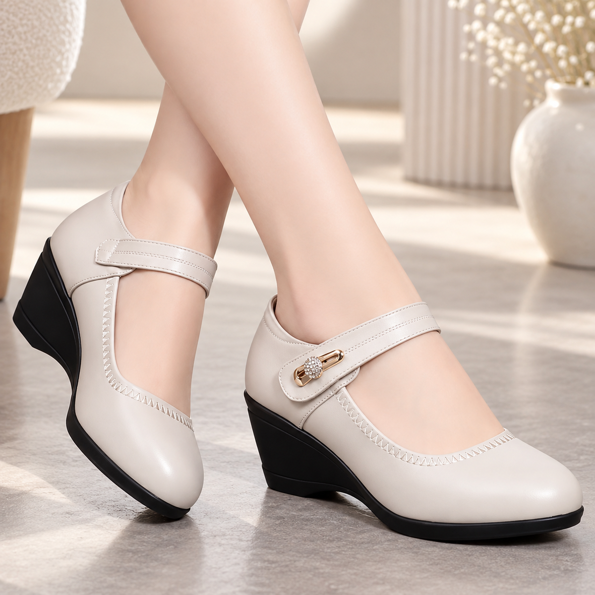 Nola™ | Orthopaedic Leather Wedge Shoes