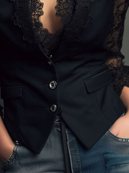 Jacqueline™ | Elegant Blazer with Lace Sleeves