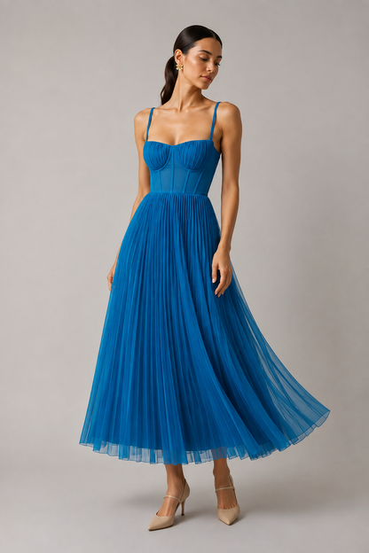 Margaux™ | Elegant Pleated Tummy-Flattering Maxi Dress
