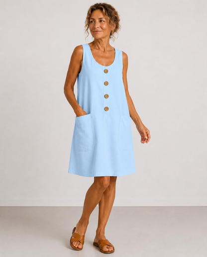 Maud™ | Buttoned Cotton Casual Tummy-Flattering Dress