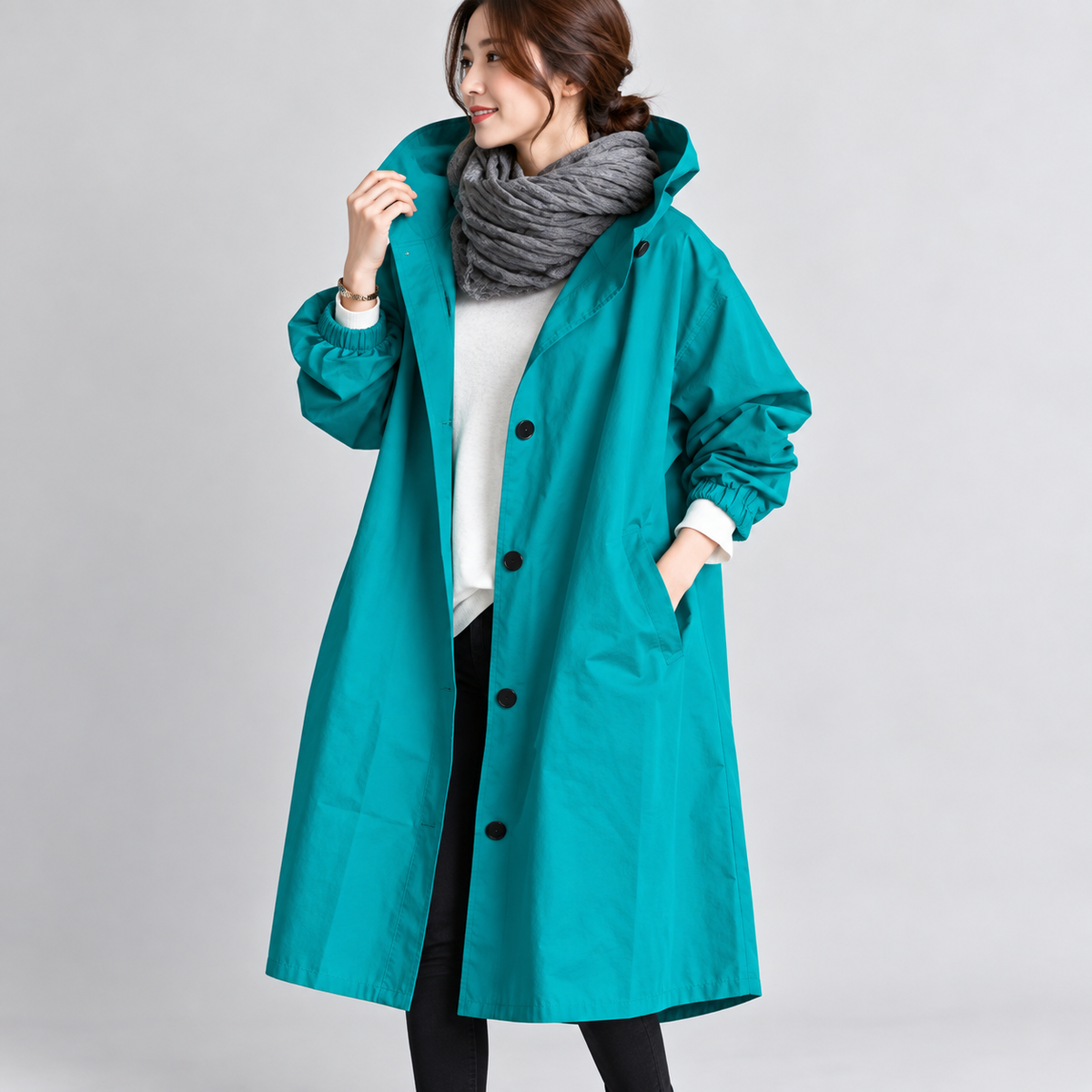 Sarah™ | Long Trench Coat with Hood