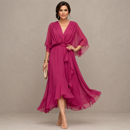 Marta™ | Elegant Chiffon Midi Dress