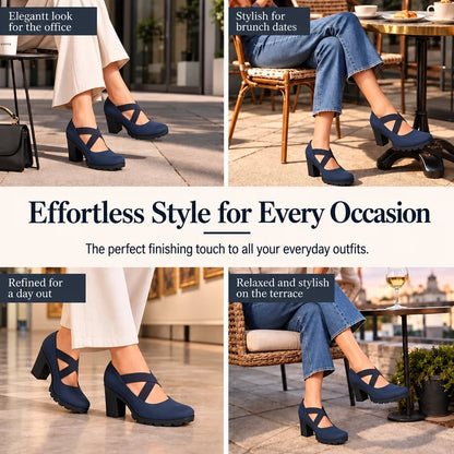 Julie™ | Orthopaedic Platform Heels with Cross Straps