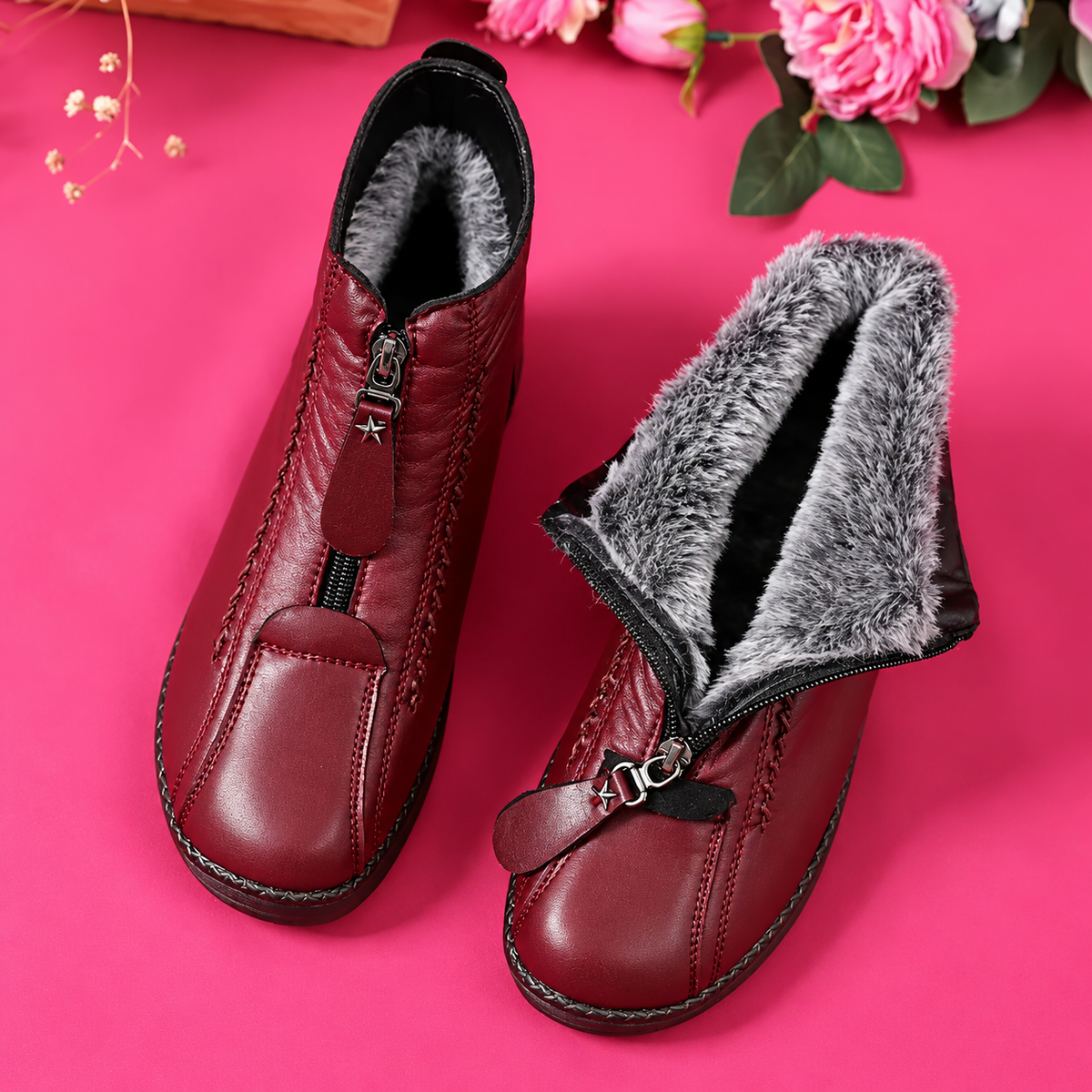 Lynne™ | Orthopaedic Leather Ankle Boots with Zip