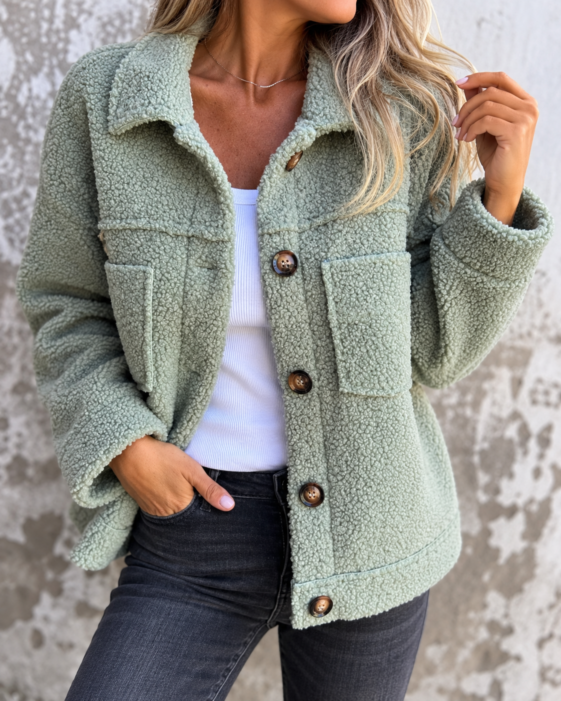 Angela™ | Soft Teddy Coat With Buttons