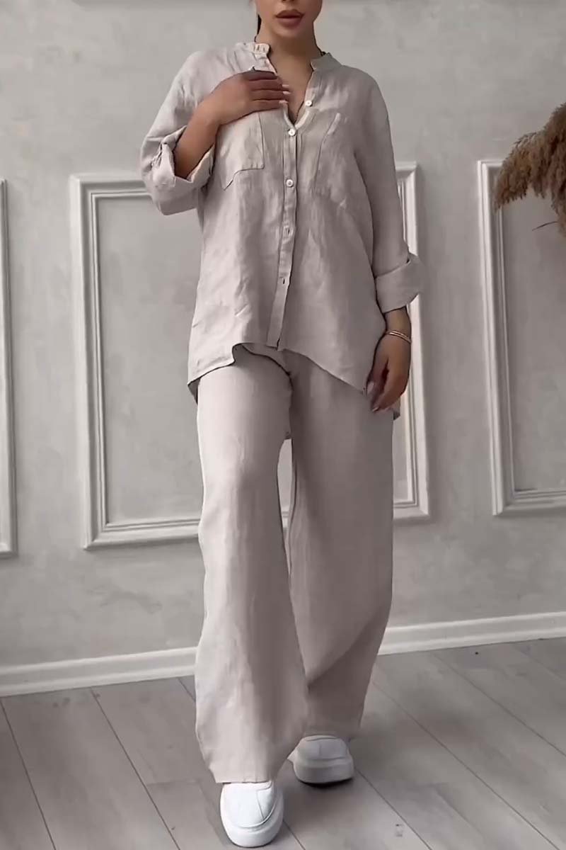 Karen™ | Lightweight Linen Set with Blouse and Wide Trousers 8