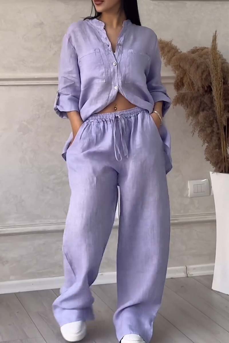 Karen™ | Lightweight Linen Set with Blouse and Wide Trousers 6