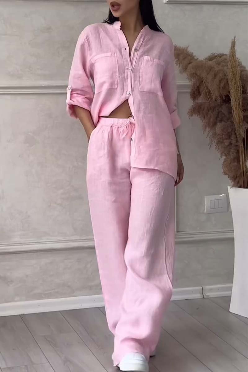 Karen™ | Lightweight Linen Set with Blouse and Wide Trousers 7