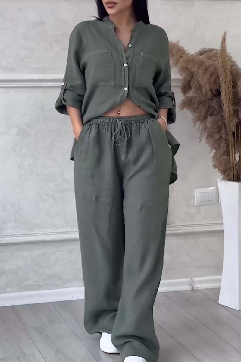 Karen™ | Lightweight Linen Set with Blouse and Wide Trousers 4
