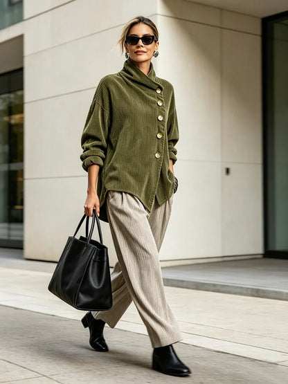 Alison™ | Corduroy Tunic with High Collar