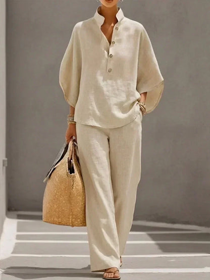 Charlotte | Linen Set with Batwing Sleeves