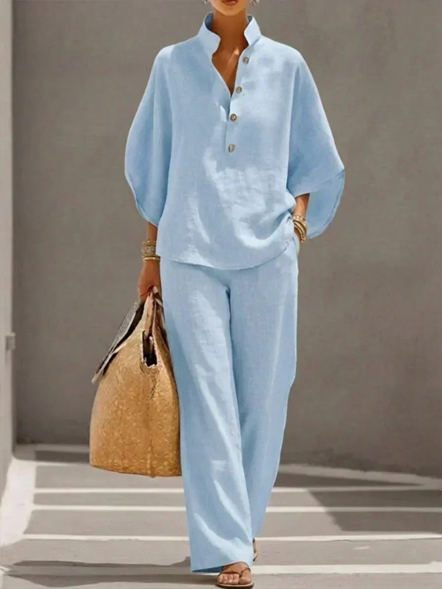 Charlotte | Linen Set with Batwing Sleeves